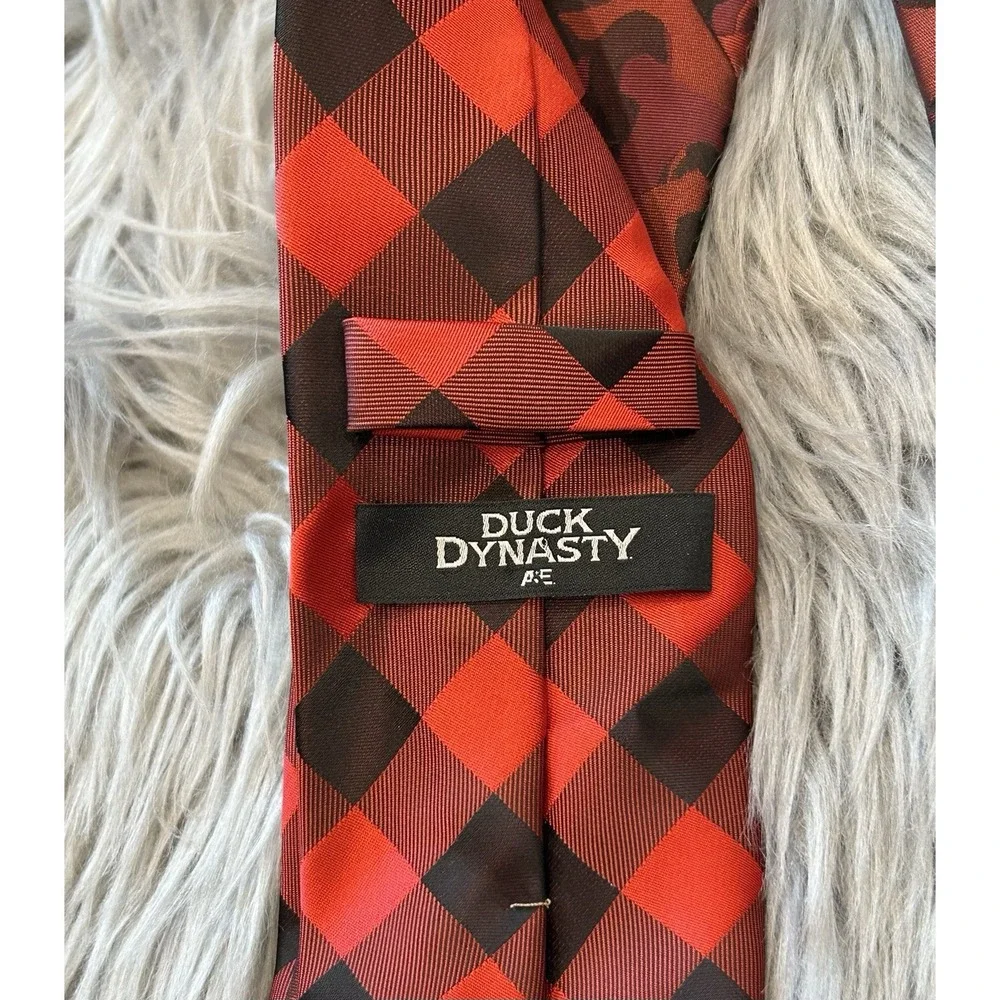 Duck Dynasty Tie Red Plaid Camouflage Duck Camo Polyester Necktie Televison Show